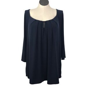 George Woman Round Neck Tunic Women’s Size 4X Color Navy Aviator Pullover